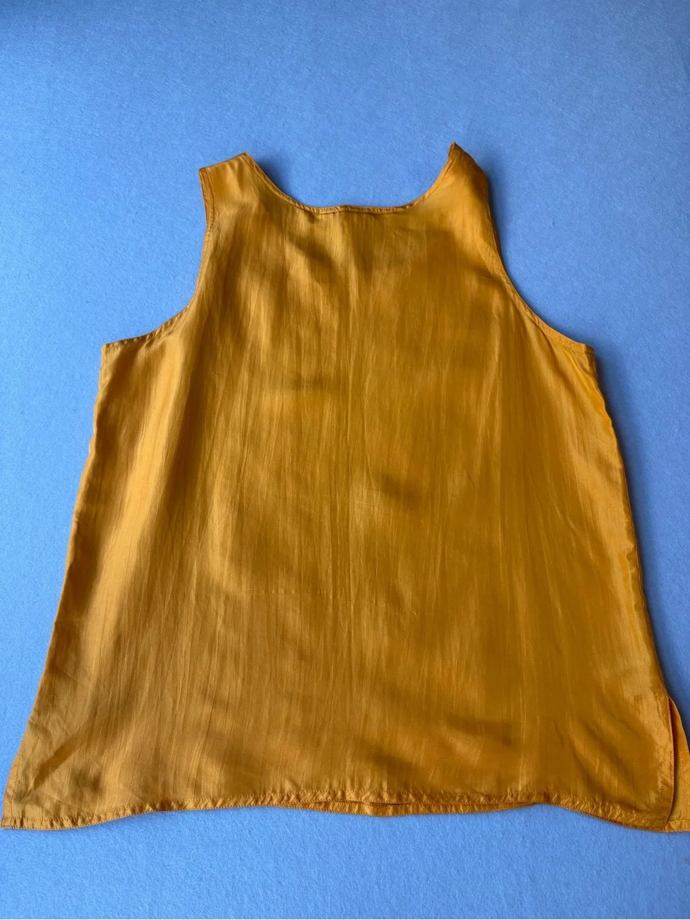 True Vintage 100% Silk Golden Mustard Sleeveless Christine Parker Tank Top sz S
